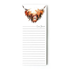 Load image into Gallery viewer, Highland Cow Hairy Coo Magnetic Notepad | Artist, Clare Baird