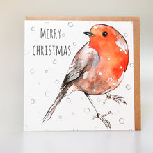 Load image into Gallery viewer, Robin Christmas Card...watercolour illustration by Scottish artist Clare Baird