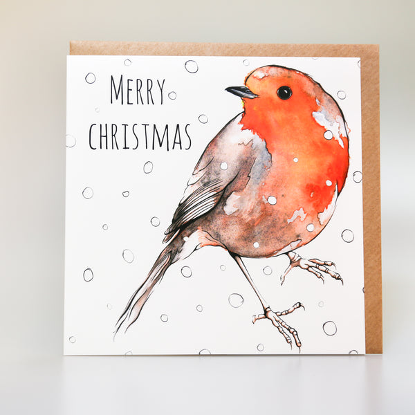 Robin Christmas Card...watercolour illustration by Scottish artist Clare Baird