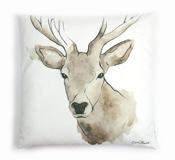 Scottish Highland Stag Cotton Cushion | Artist, Clare Baird