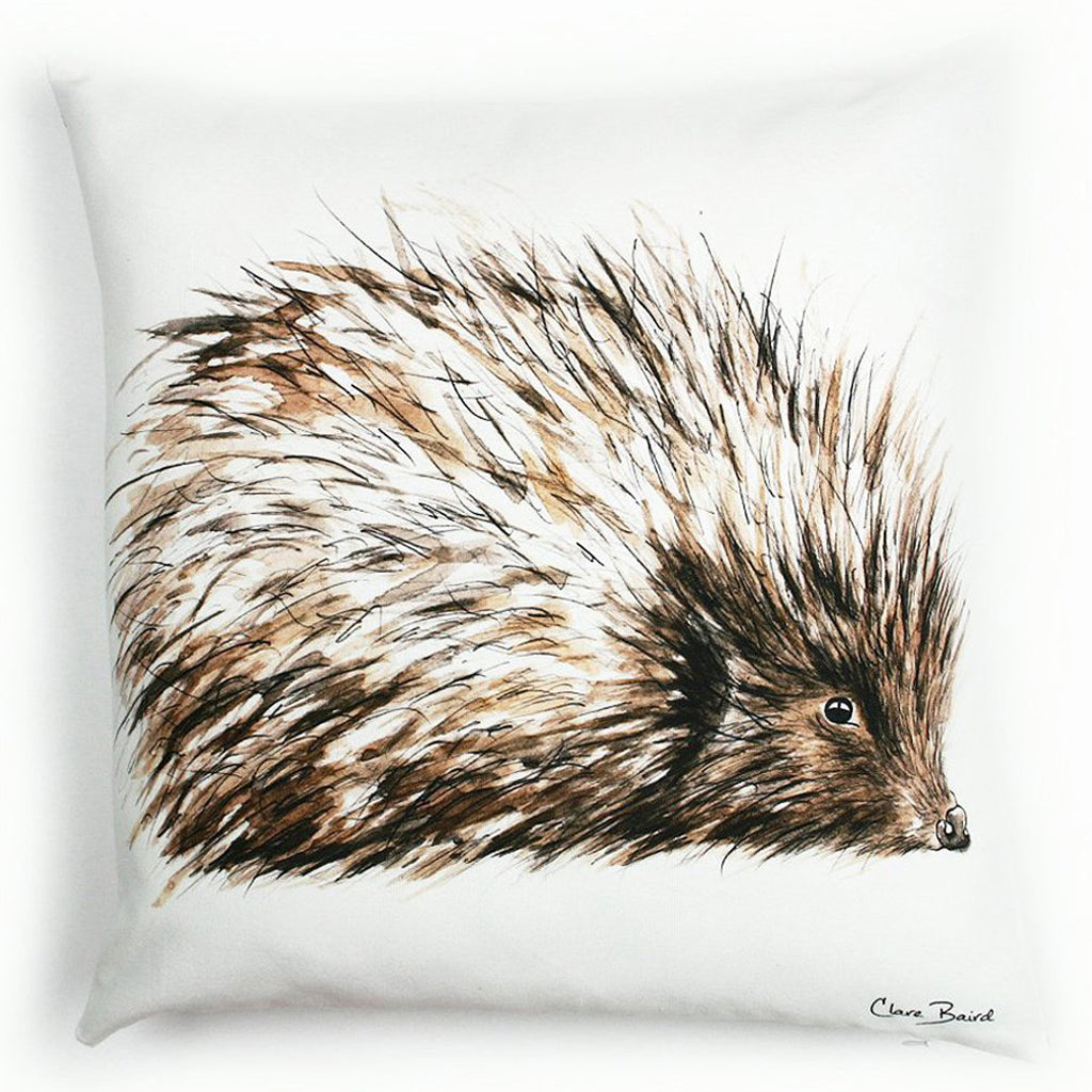 Hedgehog Wildlife Cushion Art | Clare Baird