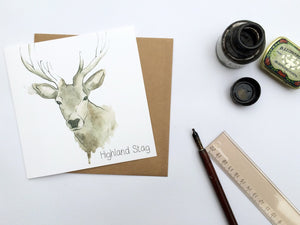 Scottish Highland Stag Greetings Card | Artist, Clare Baird