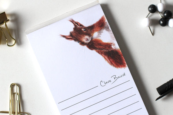 Red Squirrel Magnetic Notepad. Design by Clare Baird