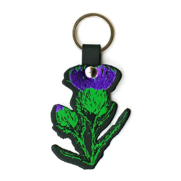 Scottish Thistle Key Ring Leather