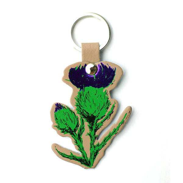 Thistle Real Leather Key Ring - Nude