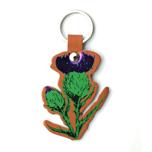 Thistle Real Leather Key Ring - Tan