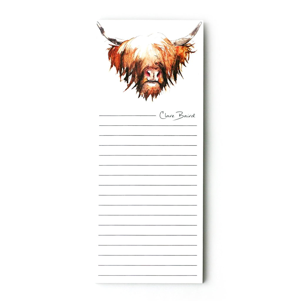 Highland Cow Hairy Coo Magnetic Notepad | Artist, Clare Baird