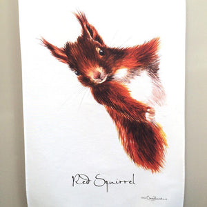 Red Squirrel Tea Towel
