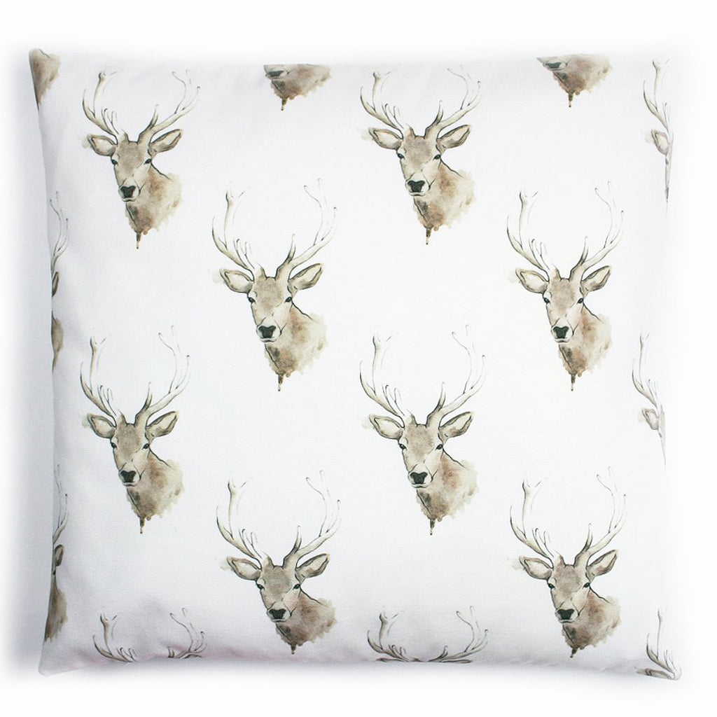 Scottish Highland Stag Cotton Cushion | Artist, Clare Baird