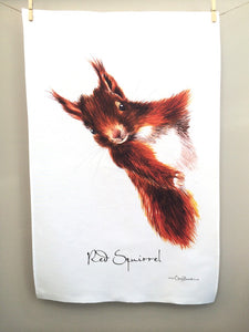 Red Squirrel Tea Towel