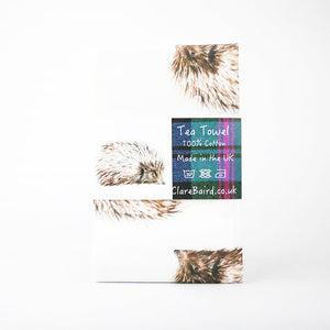 Hedgehog Wildlife Patterned Cotton Tea Towel | Clare Baird