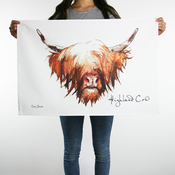 Highland Cow Hairy Coo Cotton Tea Dish Towel | Artist, Clare Baird