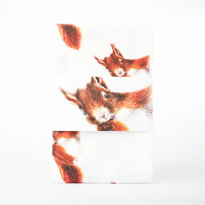 Red Squirrel Patterned Tea Towel