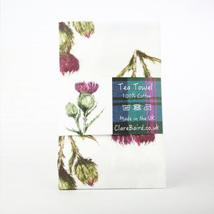 Thistle Flower of Scotland Patterned Tea Towel