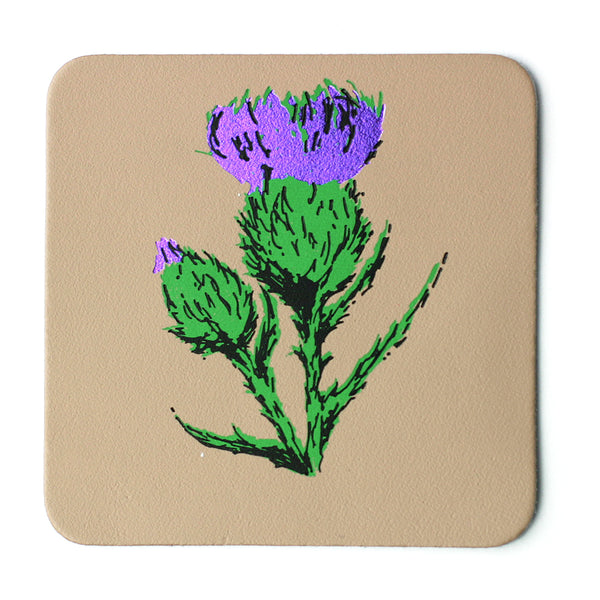 Thistle Real Leather Coaster - Nude
