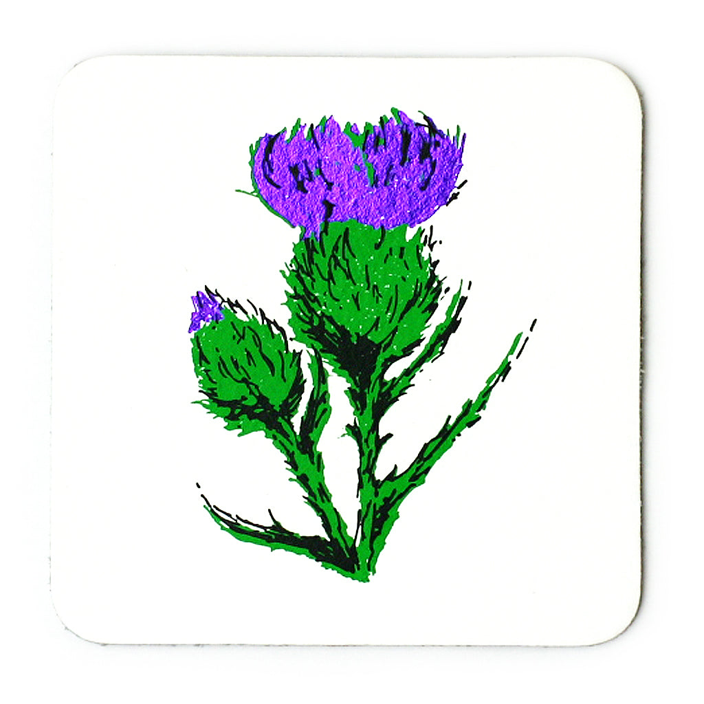 Thistle Leather Coaster - White