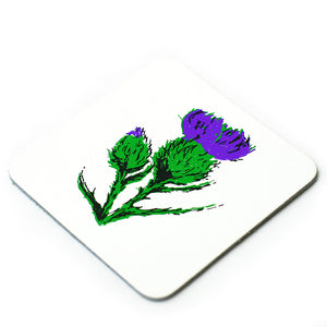 Thistle Leather Coaster - White