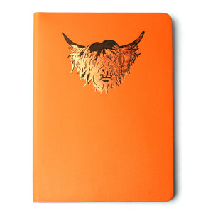 Highland Cow Leather Journal -  Orange - Irn Ochre - A5 Large | Artist, Clare Baird